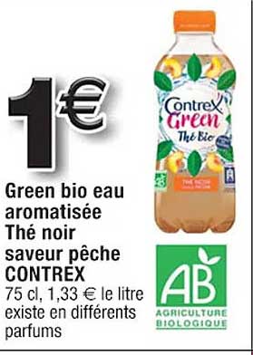 Green Bio Eau Aromatisée Thé Noir Saveur Pêche Contrex