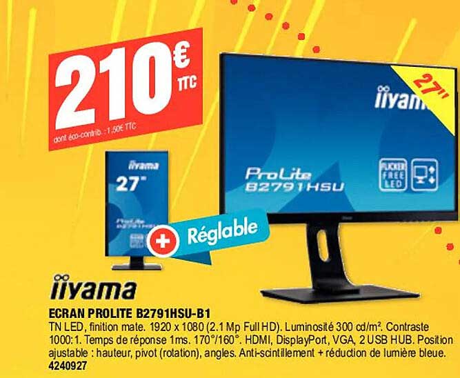 iiyama ecran prolite b2791hsu-b1