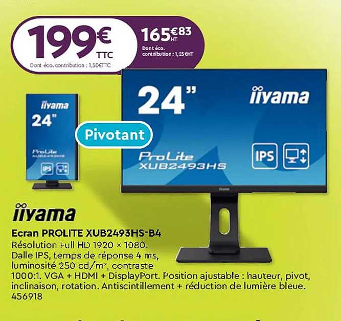 iiyama écran prolite xub2493hs-b4