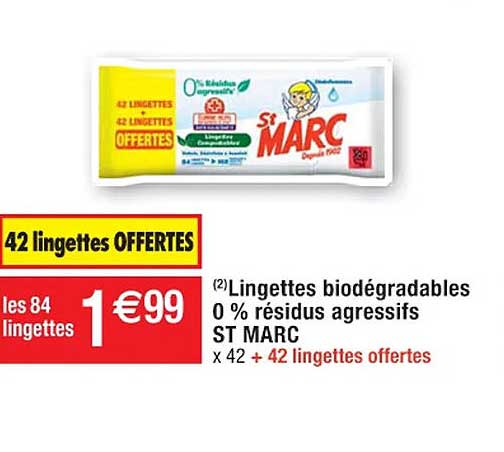 lingettes biodégradables 0% résidus agressifs st marc