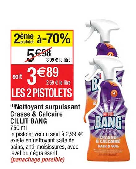 nettoyant surpuissant crasse & calcaire cillit bang