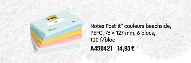 notes post-it couleurs beachside pefc 76 x 127 mm