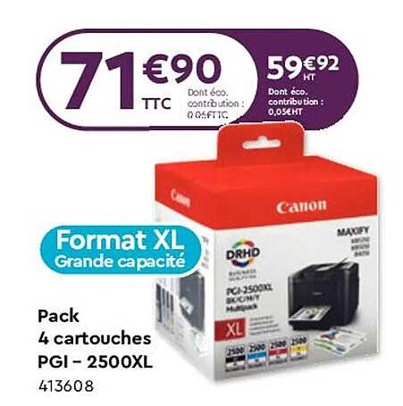 pack 4 cartouches pgi - 2500xl