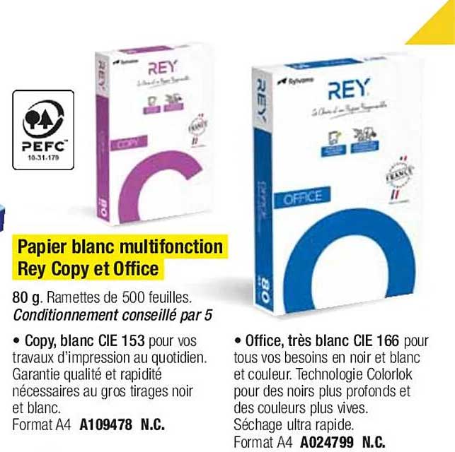 papier blanc multifonction rey copy et office