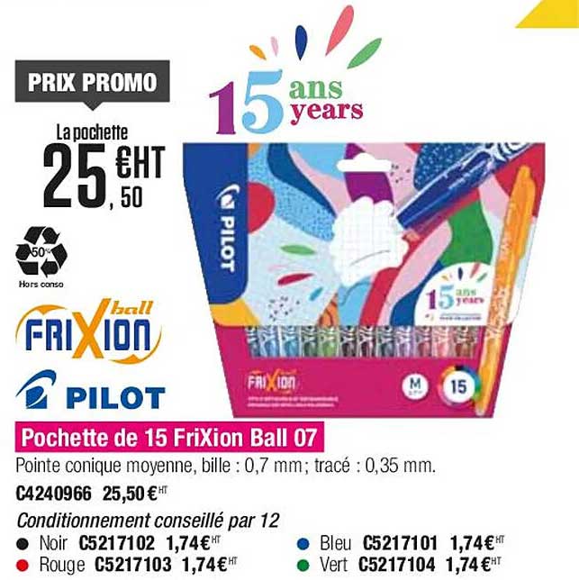 Pilot Pochette De 15 Frixion Ball 07