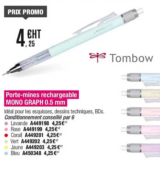 porte-mines rechargeable mono graph 0.5 mm tombow
