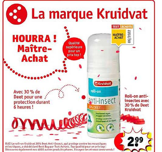 roll-on anti-insectes avec 30 % de deet kruidvat