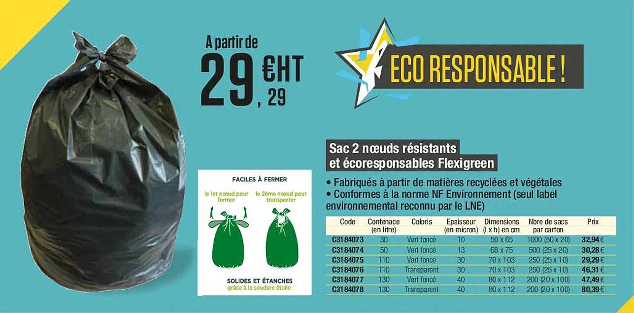 sac 2 noeuds résistants et écoresponsables flexigreen
