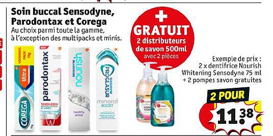 soin buccal sensodyne, parodontax et corega