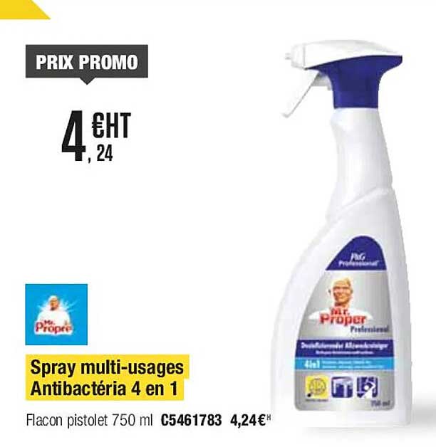 spray multi-usages antibactéria 4 en 1 mr. propre