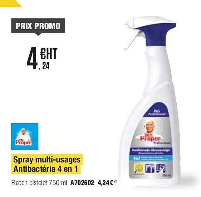 spray multi-usages antibactéria 4 en 1 mr. propre