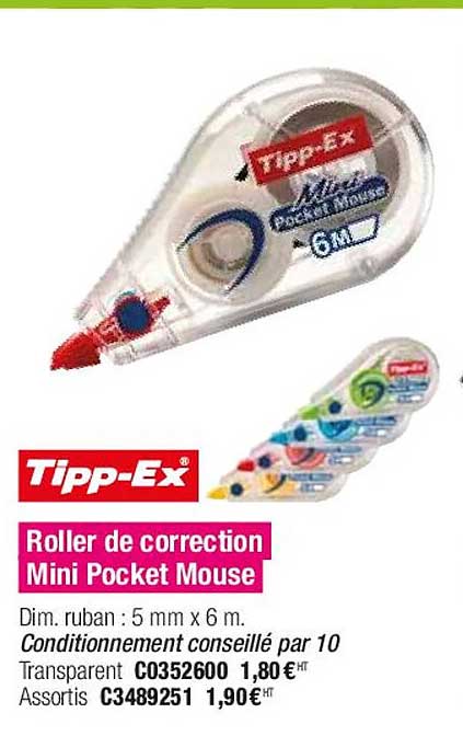 tipp-ex roller de correction mini pocket mouse