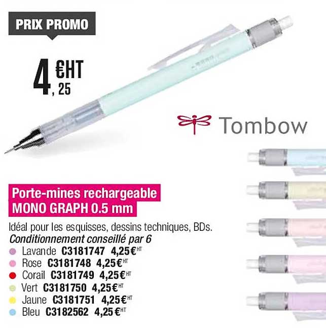tombow porte-mines rechargeable mono graph 0.5 mm