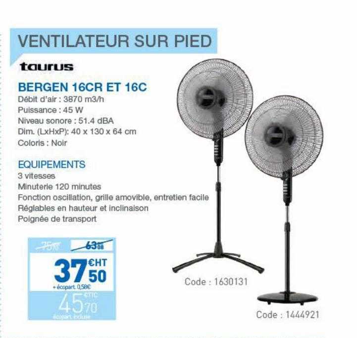 Ventilateur Sur Pied Taurus Bergen 16cr Et 16c