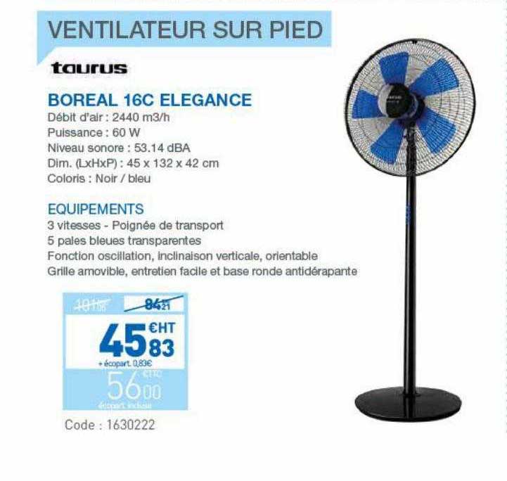 ventilateur sur pied taurus boreal 16c elegance