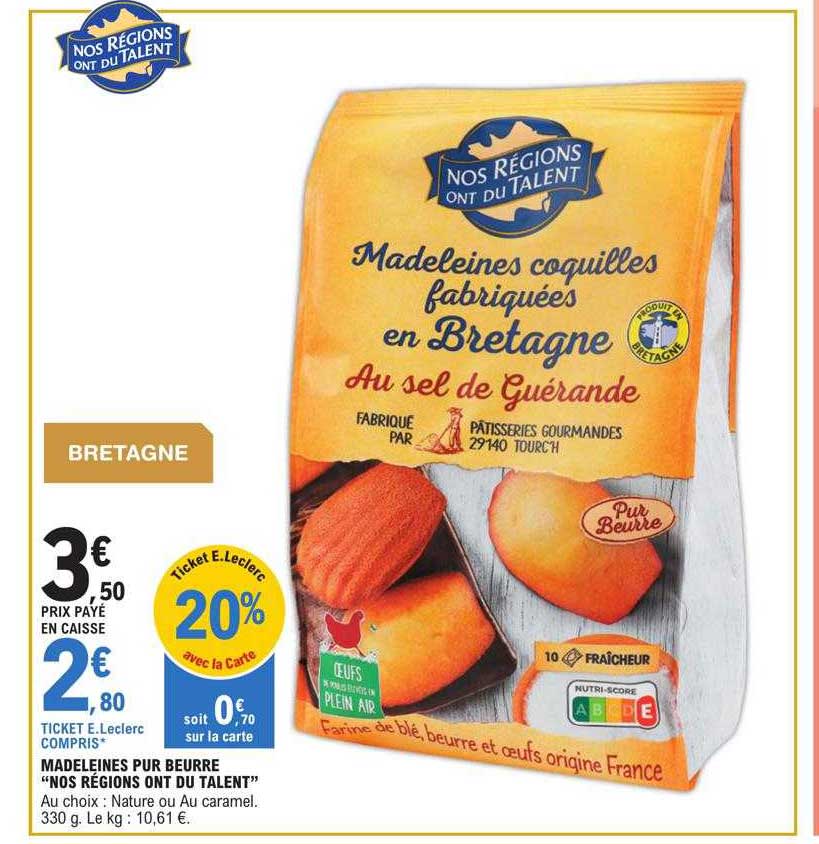 madeleines pur beurre "nos régions ont du talent"
