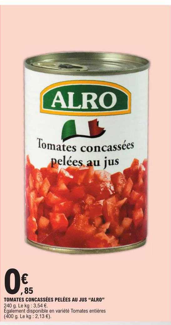 tomates concassées pelées au jus "alro"