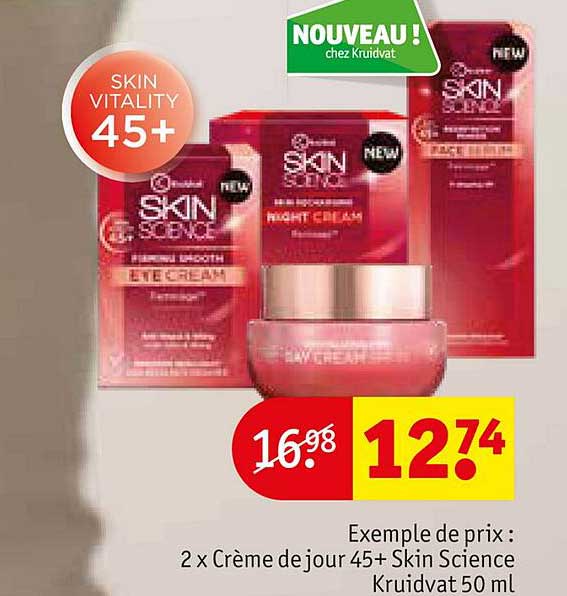2 x crème de jour 45+ skin science kruidvat 50ml