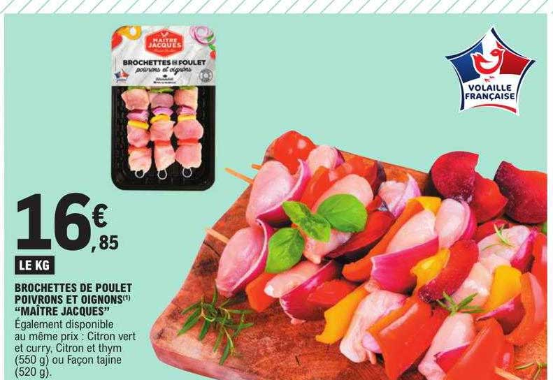 brochettes de poulet poivrons et oignons "maître jacques"