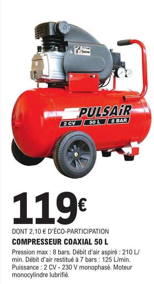 compresseur coaxial 50l pulsair