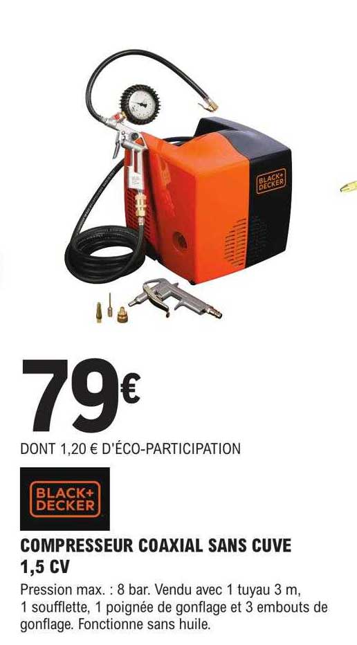 compresseur coaxial sans cuve 1,5cv black + decker