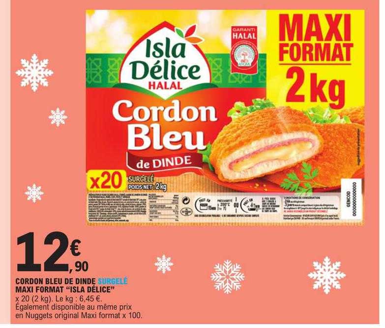 cordon bleu de dinde surgelé maxi format "isla délice"