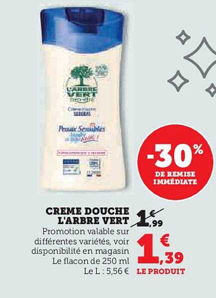 crème douche l'arbre vert