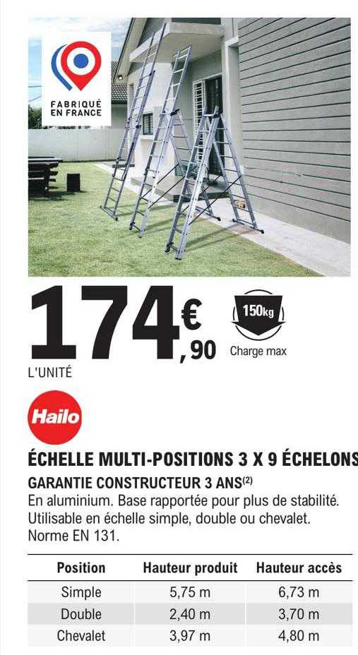 échelle multi-positions 3 x 9 échelons hailo