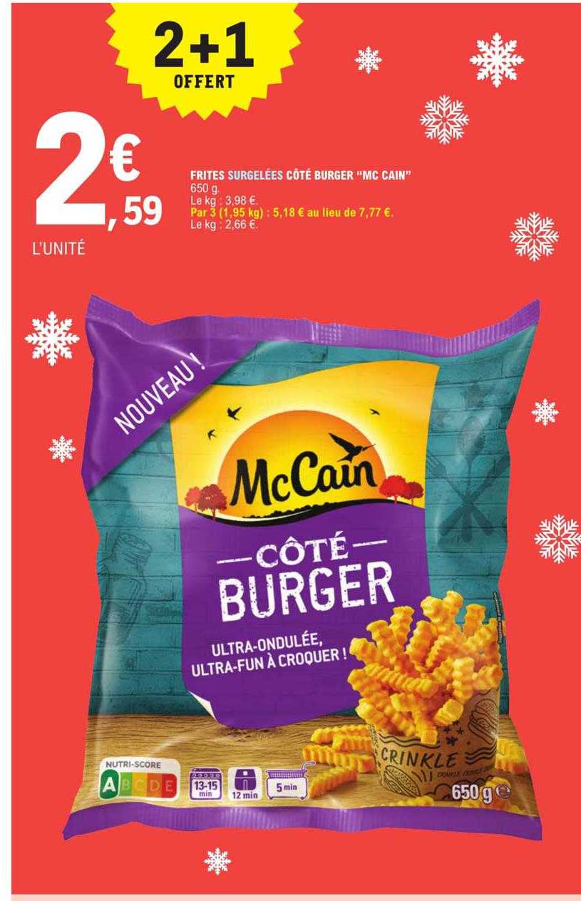frites surgelées côte burger "mc cain"