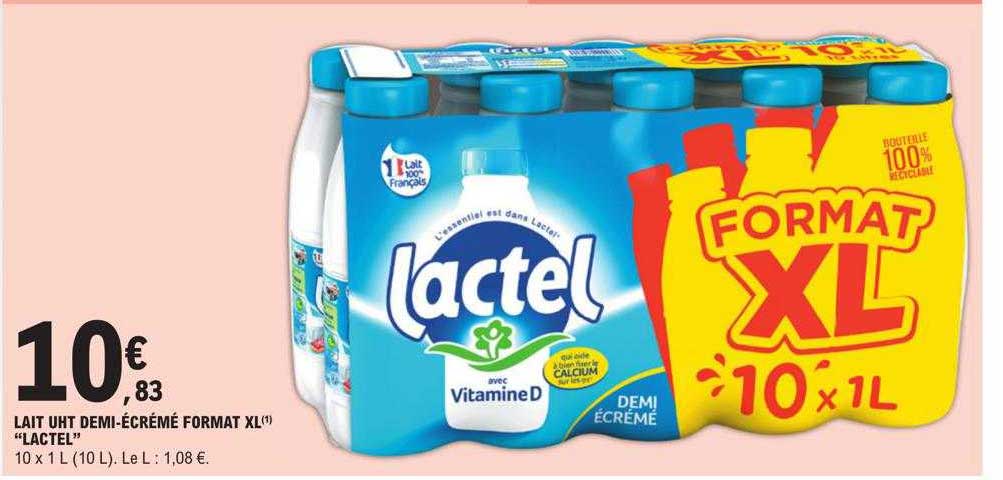 lait uht demi-écrémé format xl "lactel"
