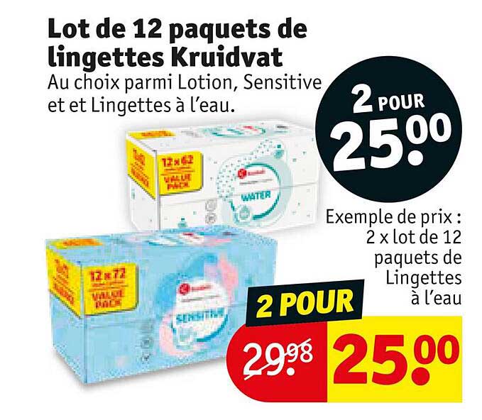 lot de 12 paquets de lingettes kruidvat