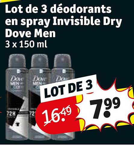 Lot De 3 Déodorants En Spray Invisible Dry Dove Men