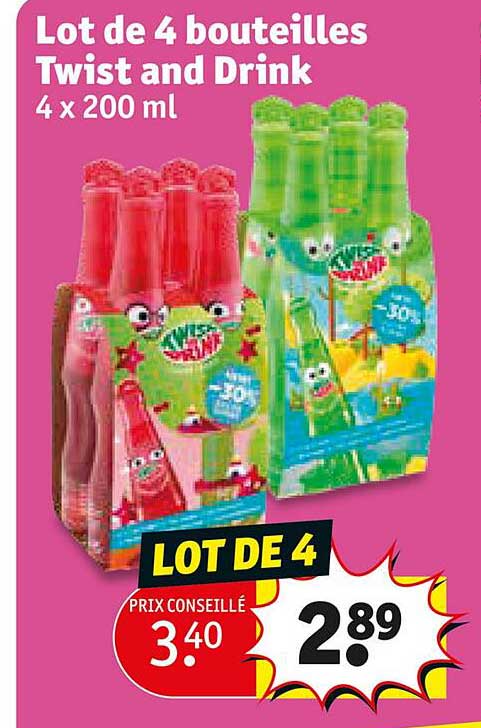 lot de 4 bouteilles twist and drink