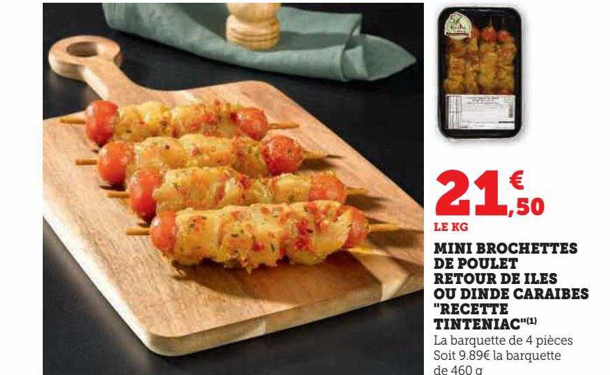 mini brochettes de poulet retour de îles ou dinde caraïbes "recette tinteniac"