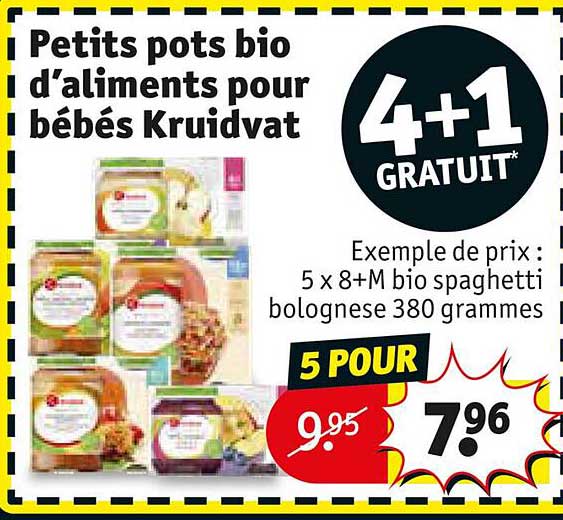 petits pots bio d'aliments pour bébés kruidvat