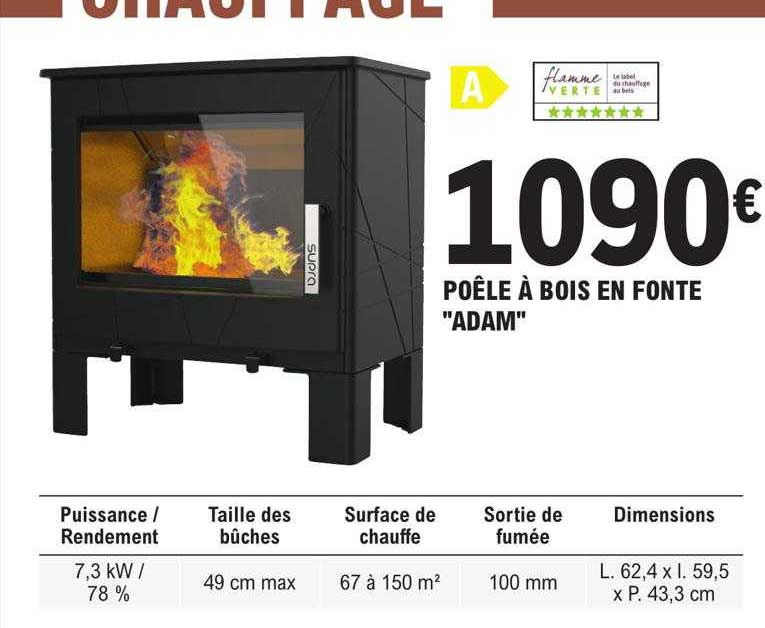 Poêle à Bois En Fonte "adam"