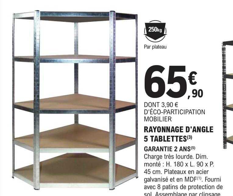 Rayonnage D'angle 5 Tablettes