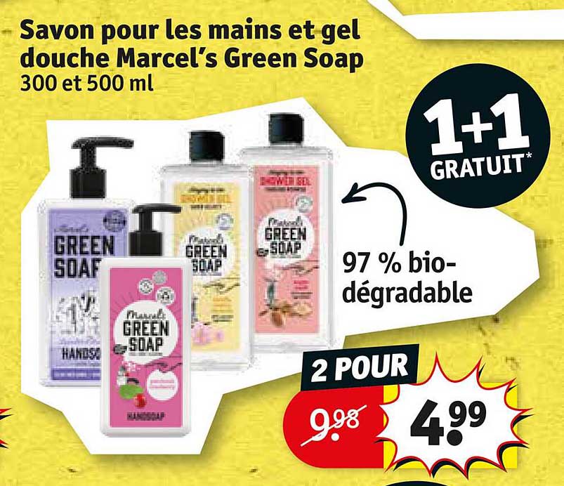 savon pour les mains et gel douche marcel's green soap