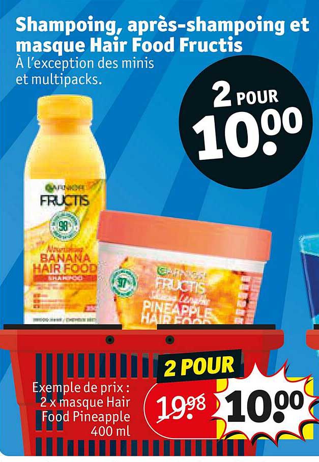 shampoing, après-shampoing et masque hair food fructis
