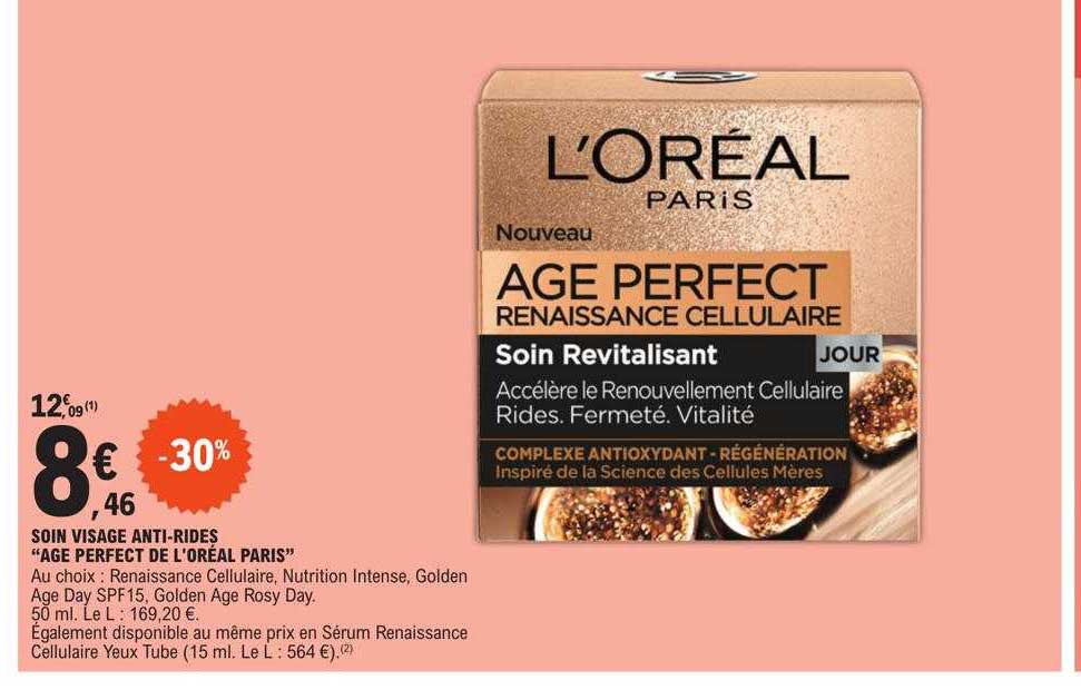 soin visage anti-rides "âge perfect de l'oréal paris"