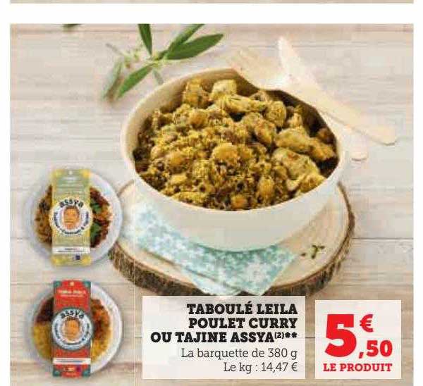 taboulé leila poulet curry ou tajine assya