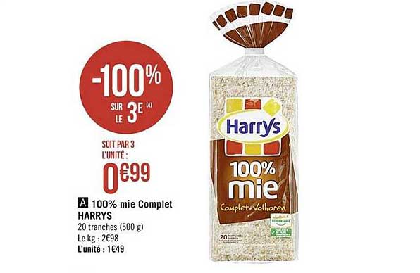 100% Mie Complet Harrys -100% Sur Le 3e