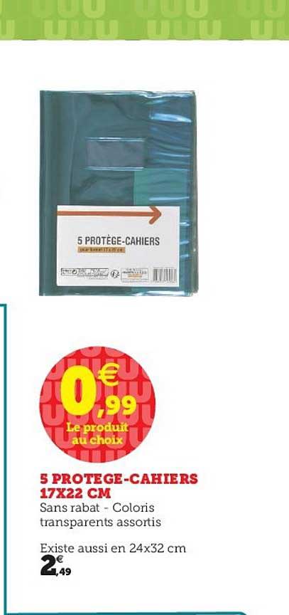 5 protèges cahiers 17x22 cm