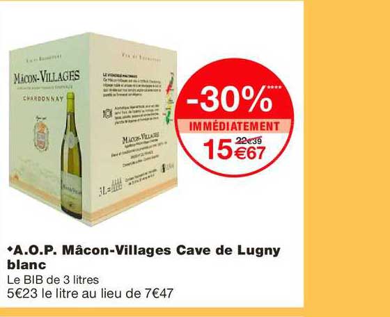 aop mâcon villages cave de lugny blanc -30% immédiatement