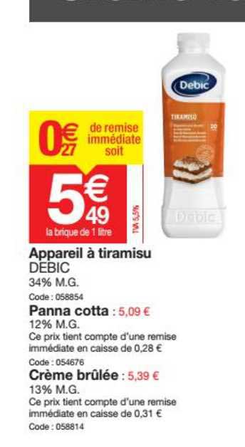 appareil à tiramisu debic panna cotta crème brûlée