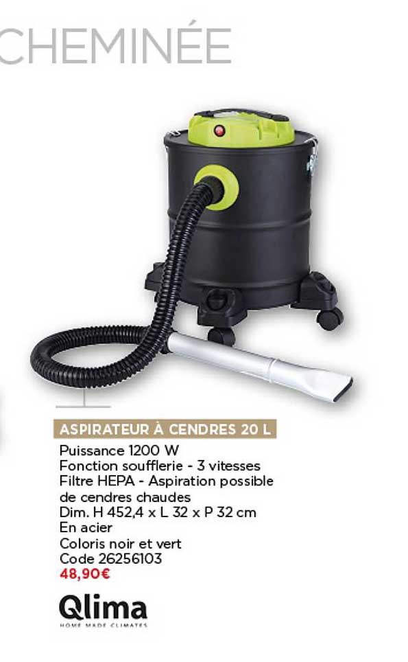 aspirateur à cendres 20 l qlima