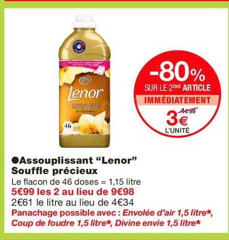Assouplissant Lenor Souffle Précieux -80% Sur Le 2e