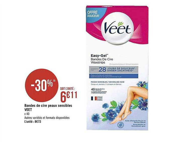 bandes de cire veet peaux sensibles