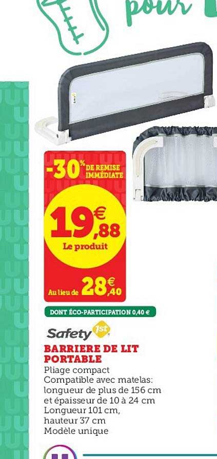 barrière de lit portable safety 1st -30% de remise immédiate