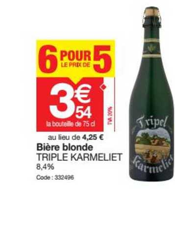bière blonde triple karmeliet 6 pour le prix de 5
